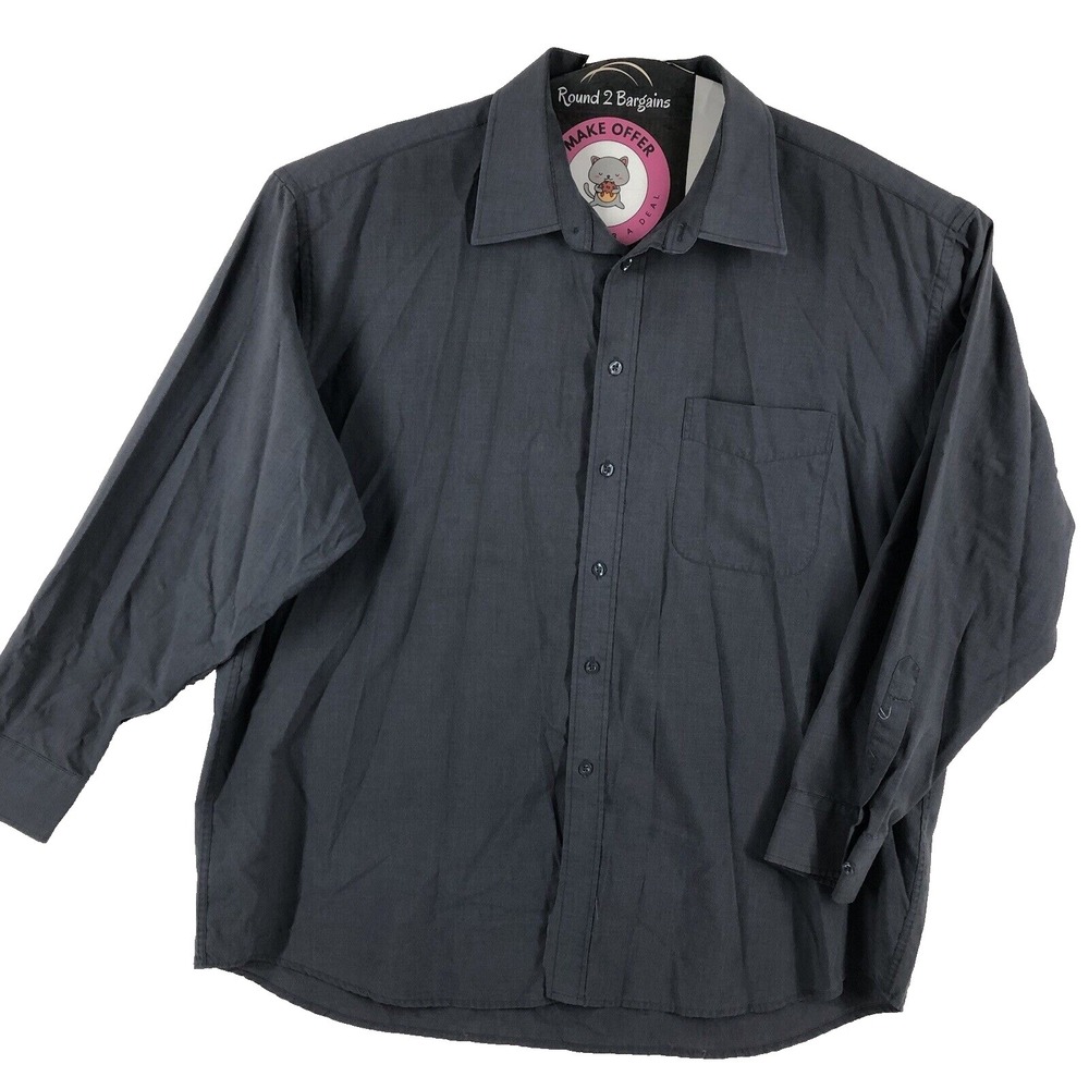 Platinum club‎ button shirt men's 2XL gray long sleeve cotton blend business XXL